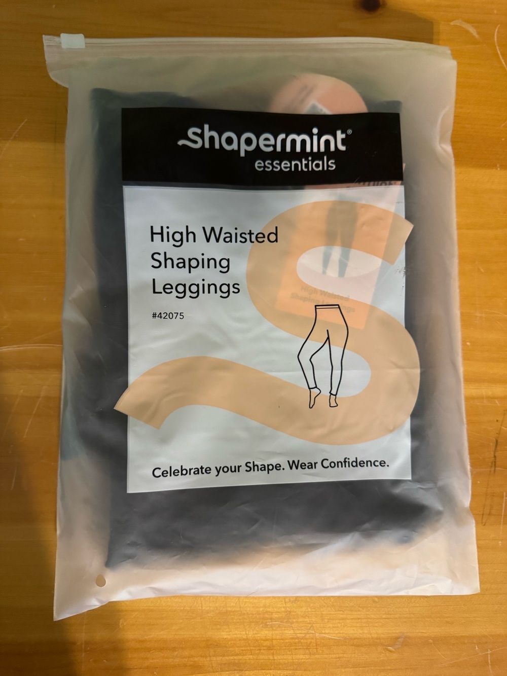 Shapermint Essentials High Waisted Shaping Leggings - Black & Peach Accent